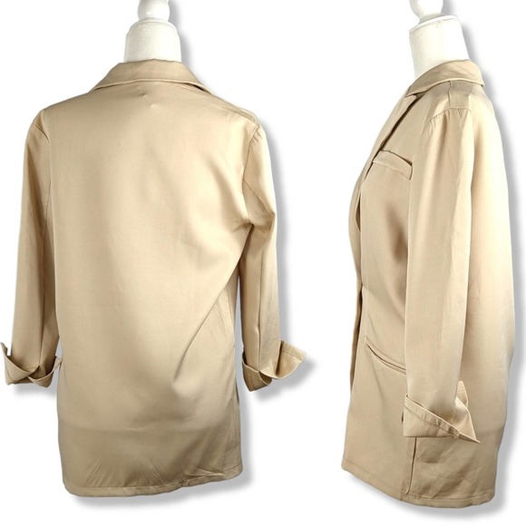 PRETTY LITTLE THING Neutral Cream Fitted Blazer: US Women's 8 - Picture 4 of 10